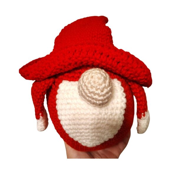 Handmade Crochet Santa Claus Gnome Plush, Christmas Red White, Beard, Red Hat - Picture 1 of 2